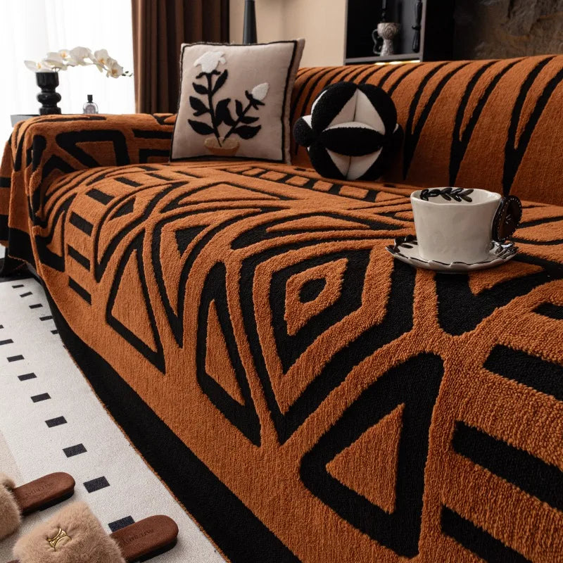 Capa de Sofá Boho Luxo – Toque Macio, Antiderrapante e Ideal para Pets